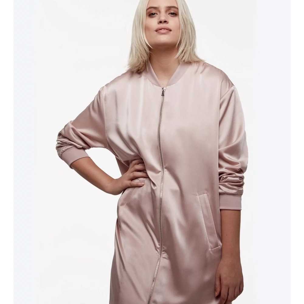 DAYA BY ZENDAYA ELEGANT SATIN DRESS/JACKET IN  SOFT PINK WOMENS SIZE SMALL - Picture 2 of 16